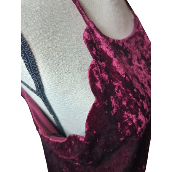 Womans Dress Sz L Cocktail Formal Sheath Spaghetti Strap Oxblood Vamp Fairy Goth - Picture 9 of 11